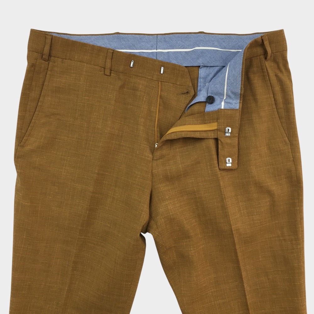 Suitsupply Brown Linen-Blend Dress Pants